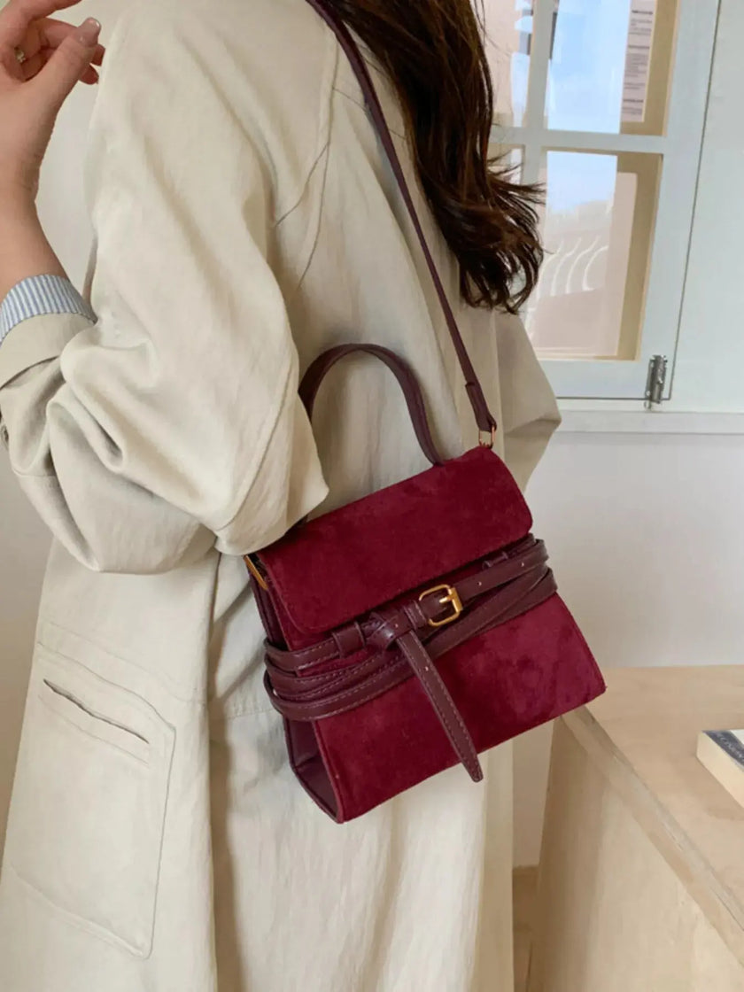 Suede Buckle Decor Crossbody Bag  Style Ratio