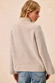 BiBi Two Tone Rib Textured Knit Collared Top with Zip Up  Style Ratio