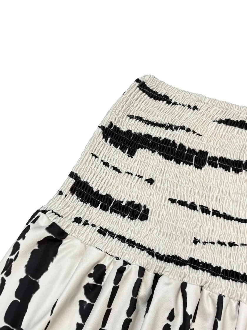 Smocked Asymmetrical Hem Skirt  Style Ratio
