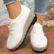 Rhinestone Round Toe Wedge Sneakers  Style Ratio