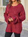 Pocket Detail Round Neck Sweater  Style Ratio