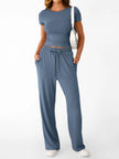 Round Neck Short Sleeve Shirt and Pants Loungewear  Style Ratio