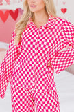 Checkerboard Print Long Sleeve Top and Pants Set  Style Ratio