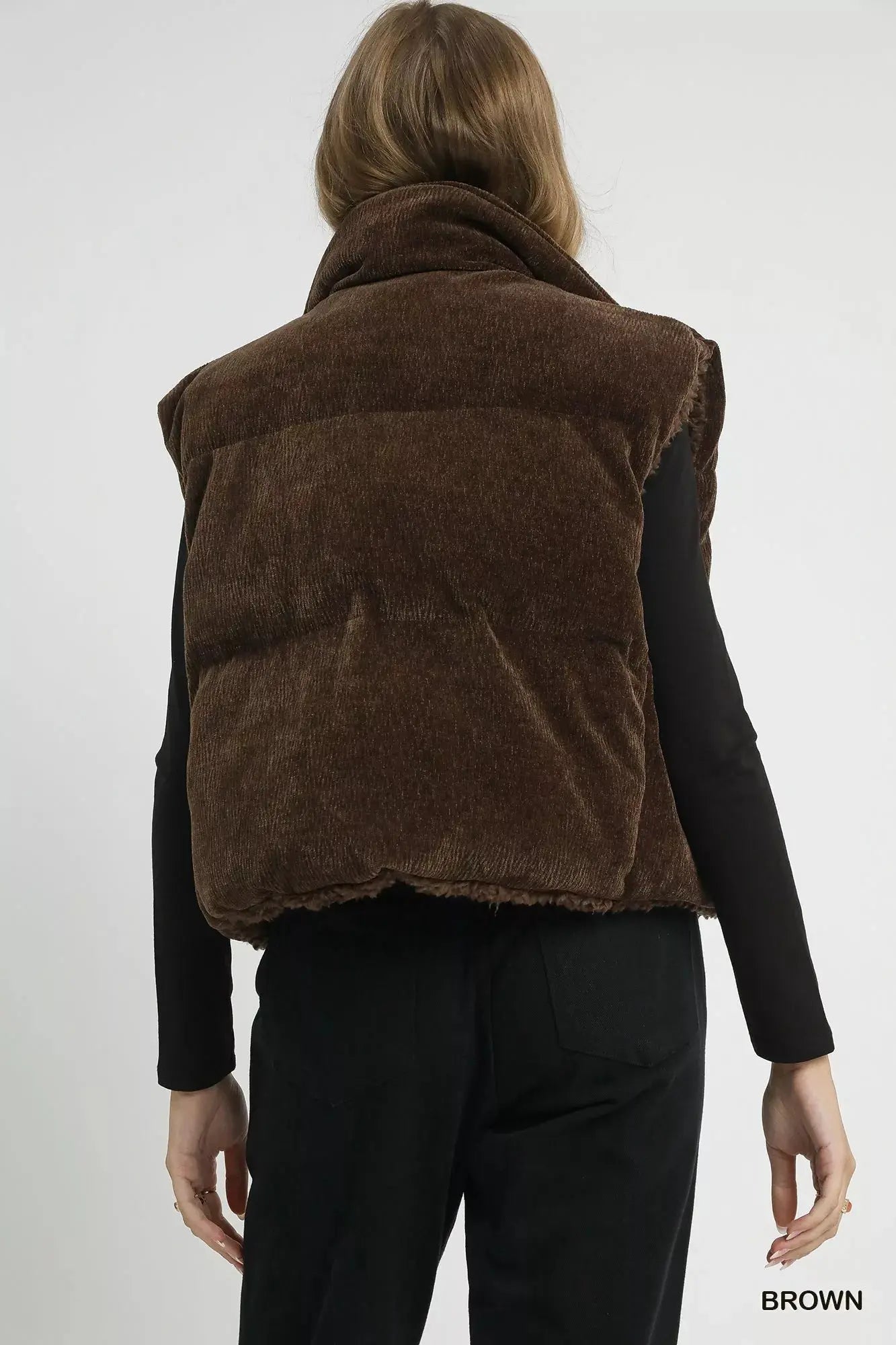 Umgee Sherpa-Lined Zip Vest with Drawstring Hem  Style Ratio