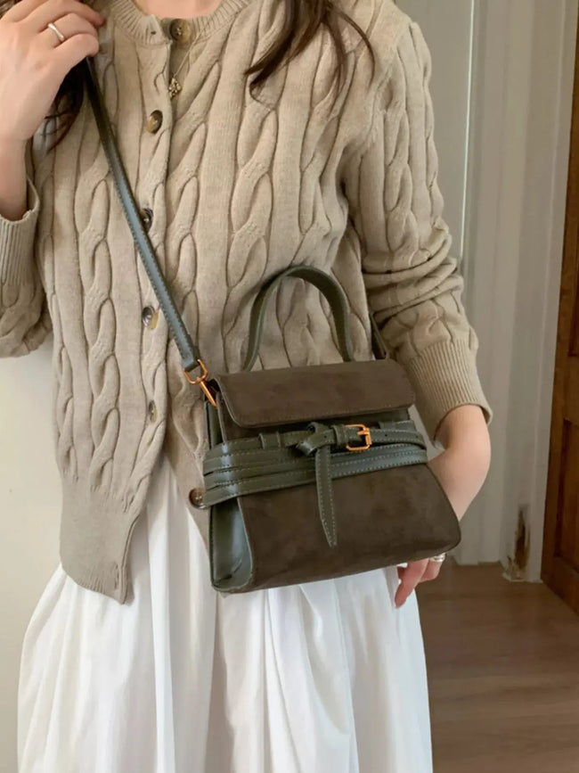 Suede Buckle Decor Crossbody Bag  Style Ratio