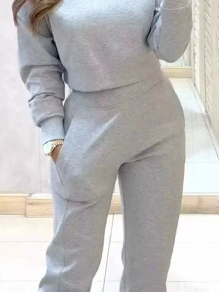Casual Chic Cropped Sweatshirt and Jogger Set  Style Ratio