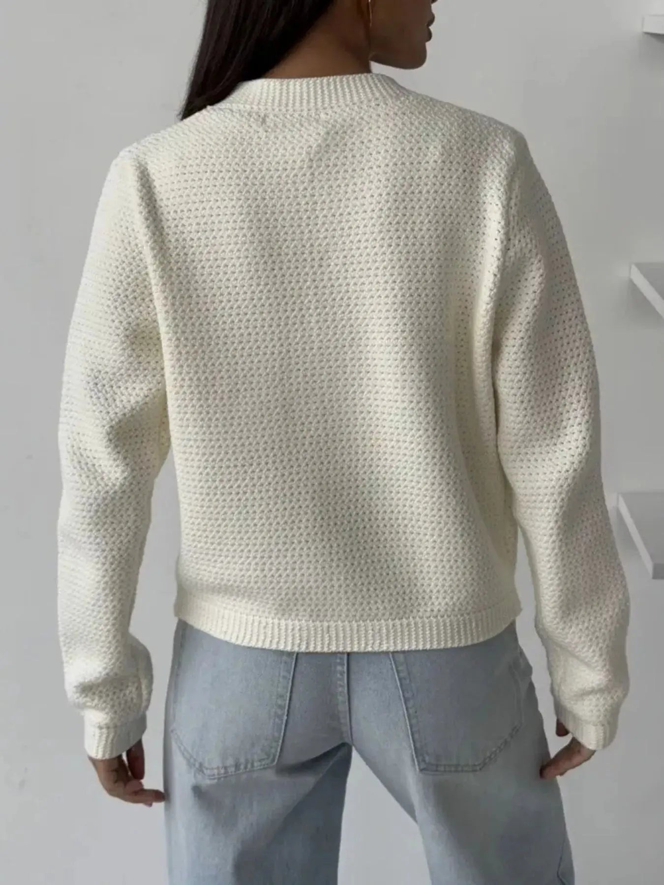 Button Up Texture Knit Cardigan  Style Ratio