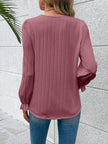 V-Neck Lace Detail Flounce Sleeve Blouse  Style Ratio