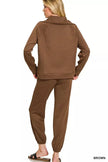 Zenana Scuba Half Zip Sweatshirts and Joggers Set  Style Ratio
