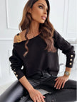 Asymmetrical Neck Buttoned Top  Style Ratio