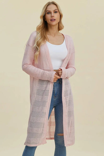 Double Take Open Front Longline Cardigan Trendsi