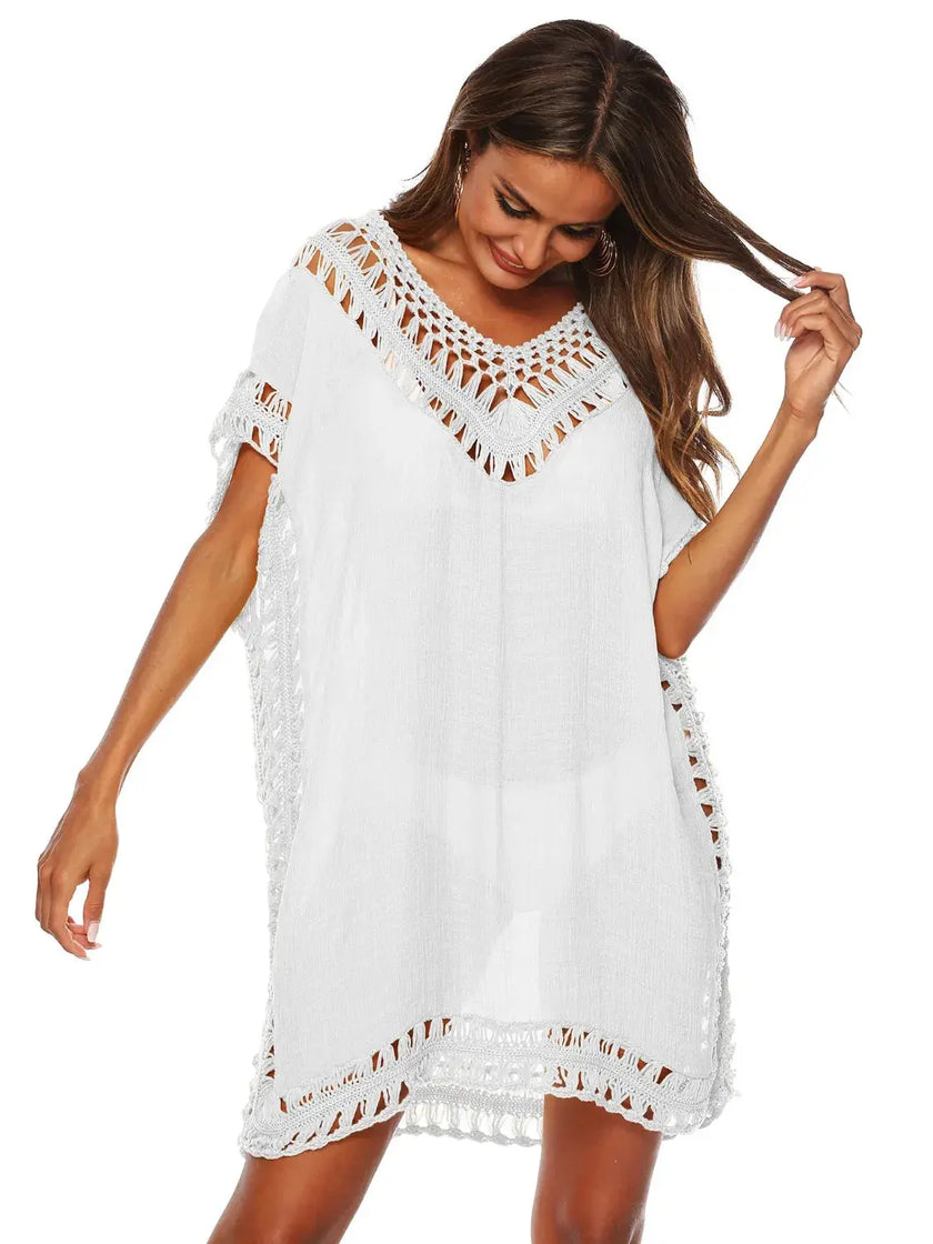 Bohemian Crochet Trim Beach Cover Up  Style Ratio