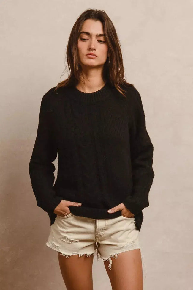 BiBi Twist Knitted Open Shoulder Sweater  Style Ratio