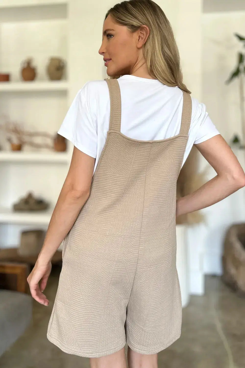 Double Take Full Size Texture Sleeveless Romper  Style Ratio