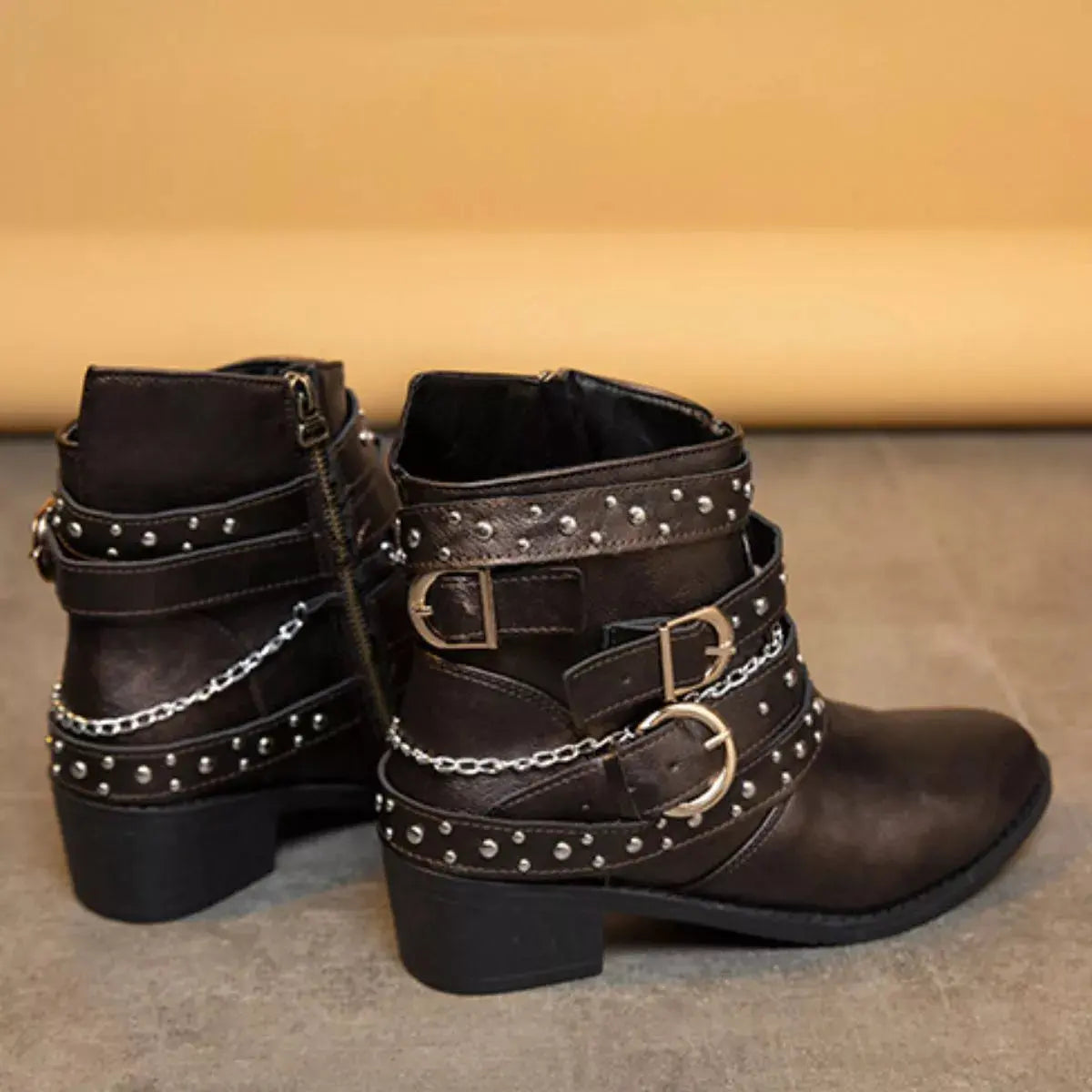 Studded Buckle Ankle Boots  Style Ratio