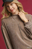 Umgee Velour Crewneck Balloon Sleeve Sweatshirt  Style Ratio