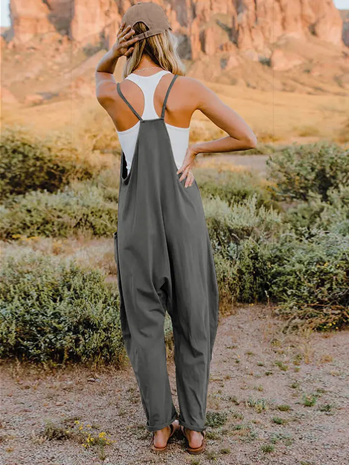 Double Take Full Size Sleeveless V-Neck Pocketed Jumpsuit  Style Ratio