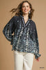 Umgee Full Size Floral Vine Print Blouse with Balloon Sleeves  Style Ratio
