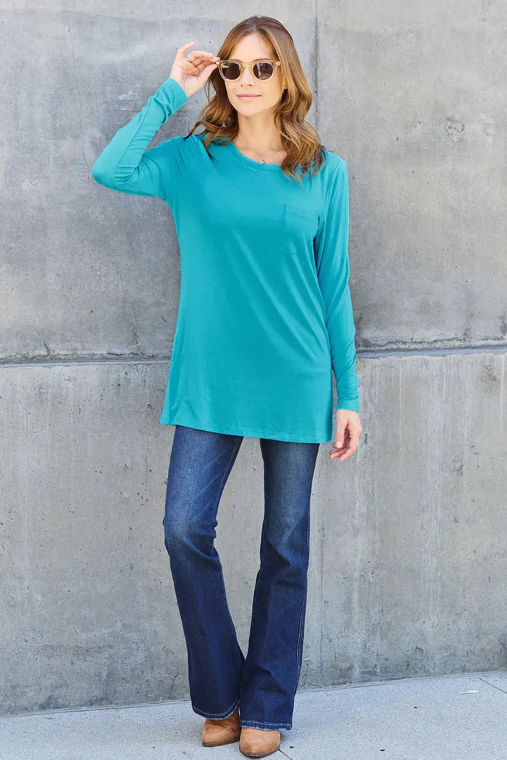 Basic Bae Full Size Round Neck Long Sleeve Top  Style Ratio
