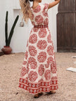 Printed V-Neck Cap Sleeve Dress  Style Ratio