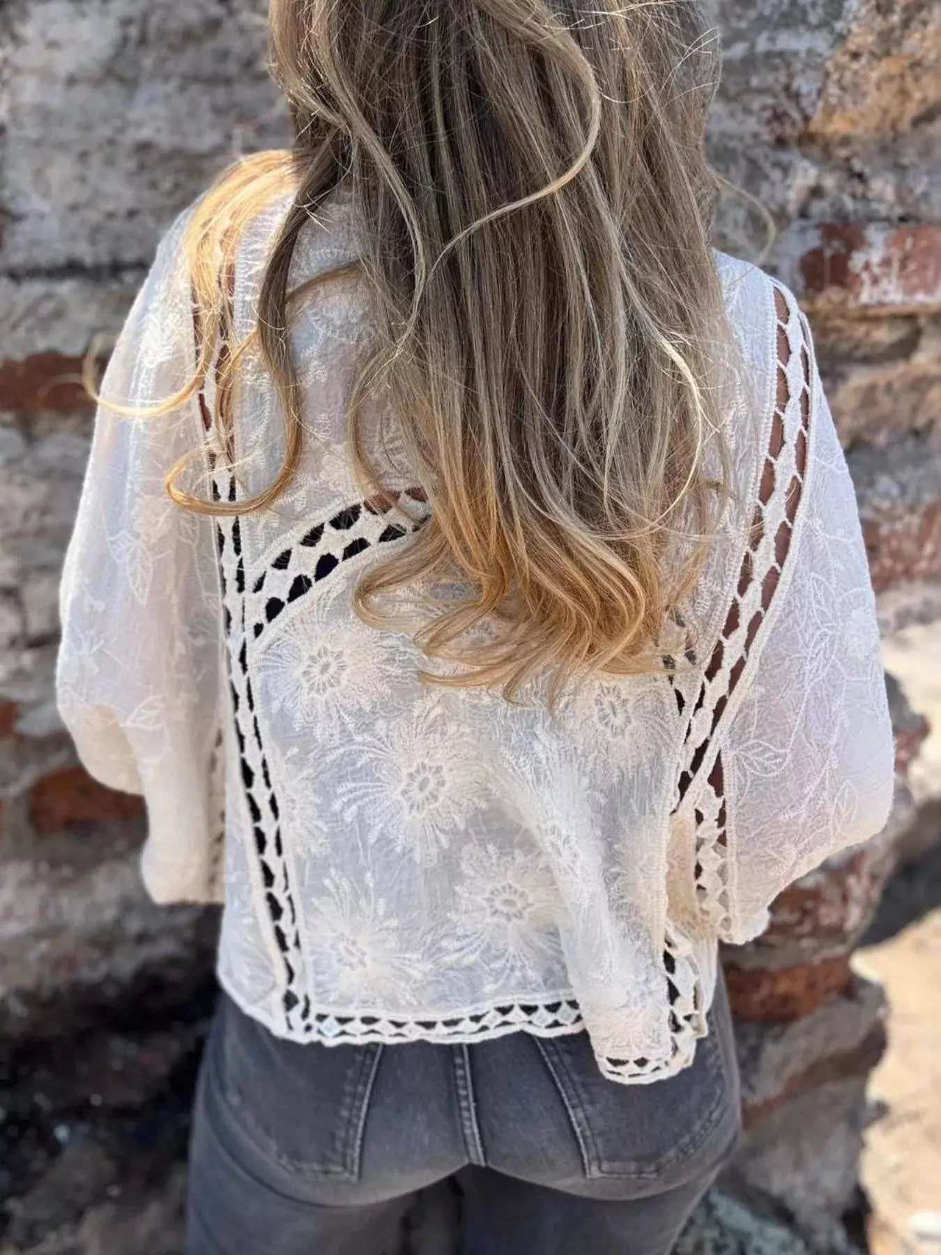 Full Size Embroidered Open Front Cardigan Plus Size  Style Ratio