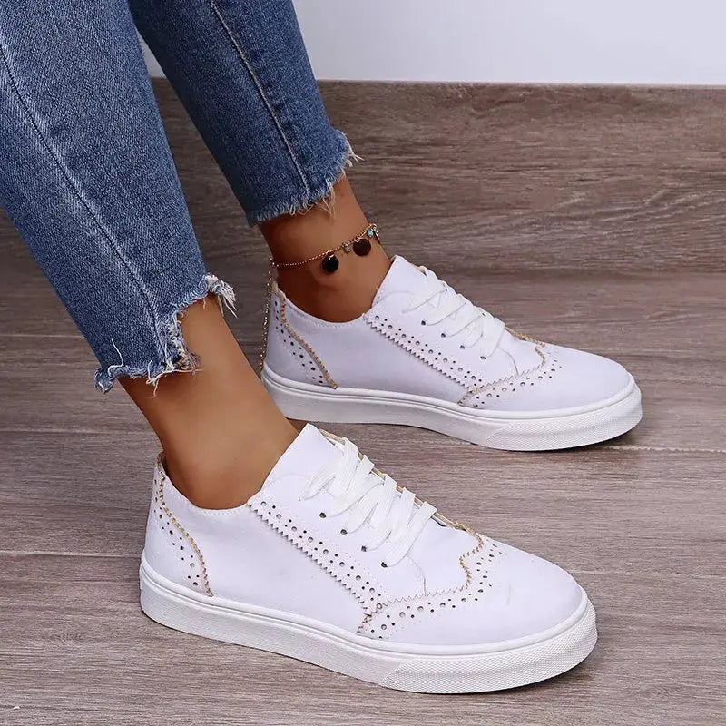 Lace-Up Suedette Flat Sneakers  Style Ratio
