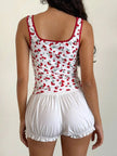 Cherry Print Square Neck Tank  Style Ratio