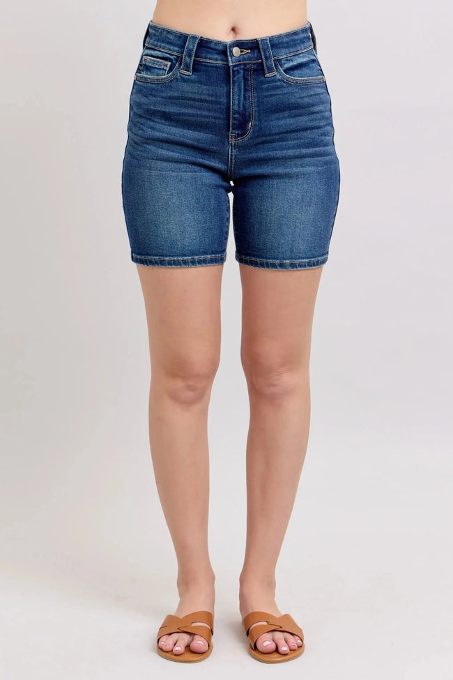 Judy Blue Full Size High Waist Bermudas Jeans W/ Back Flap Pockets  Style Ratio