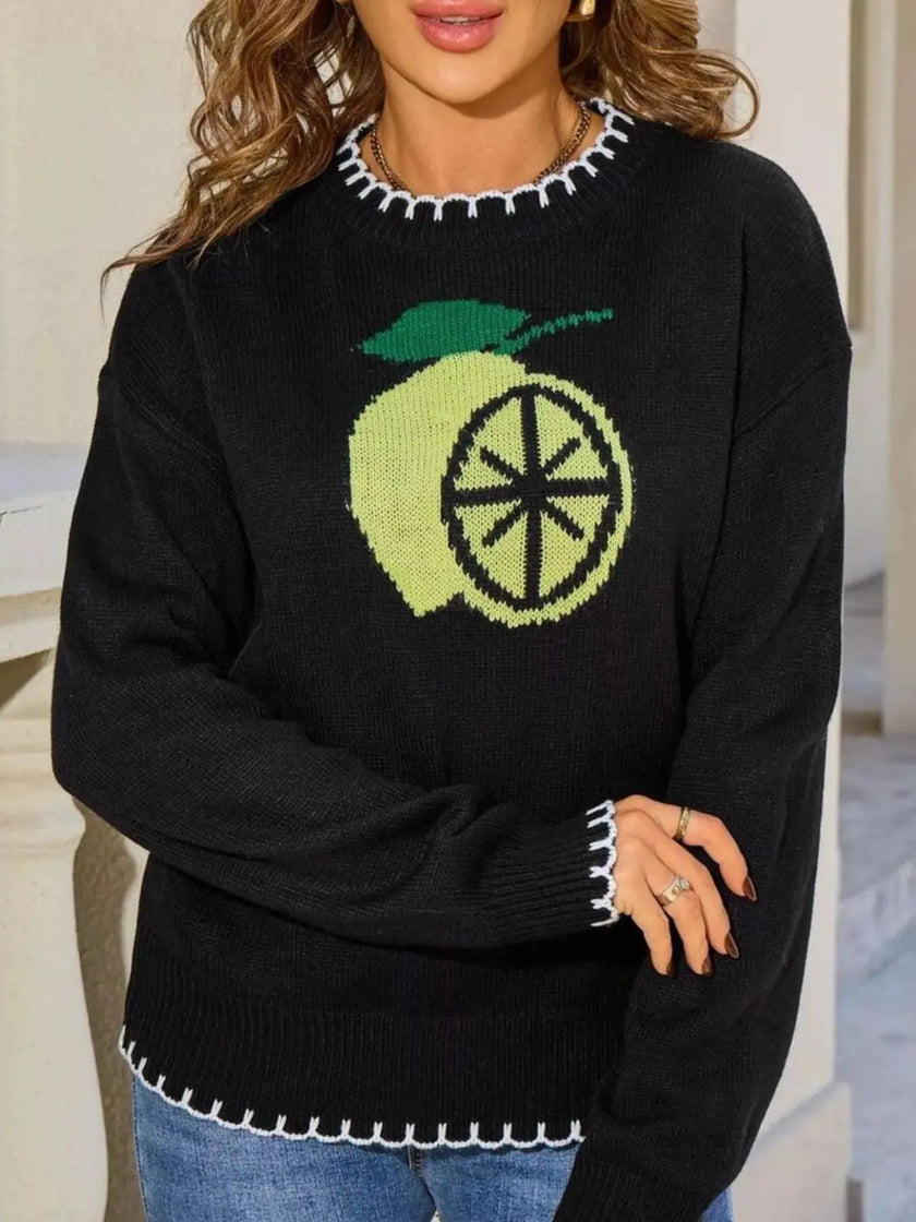 Lemon Round Neck Sweater  Style Ratio