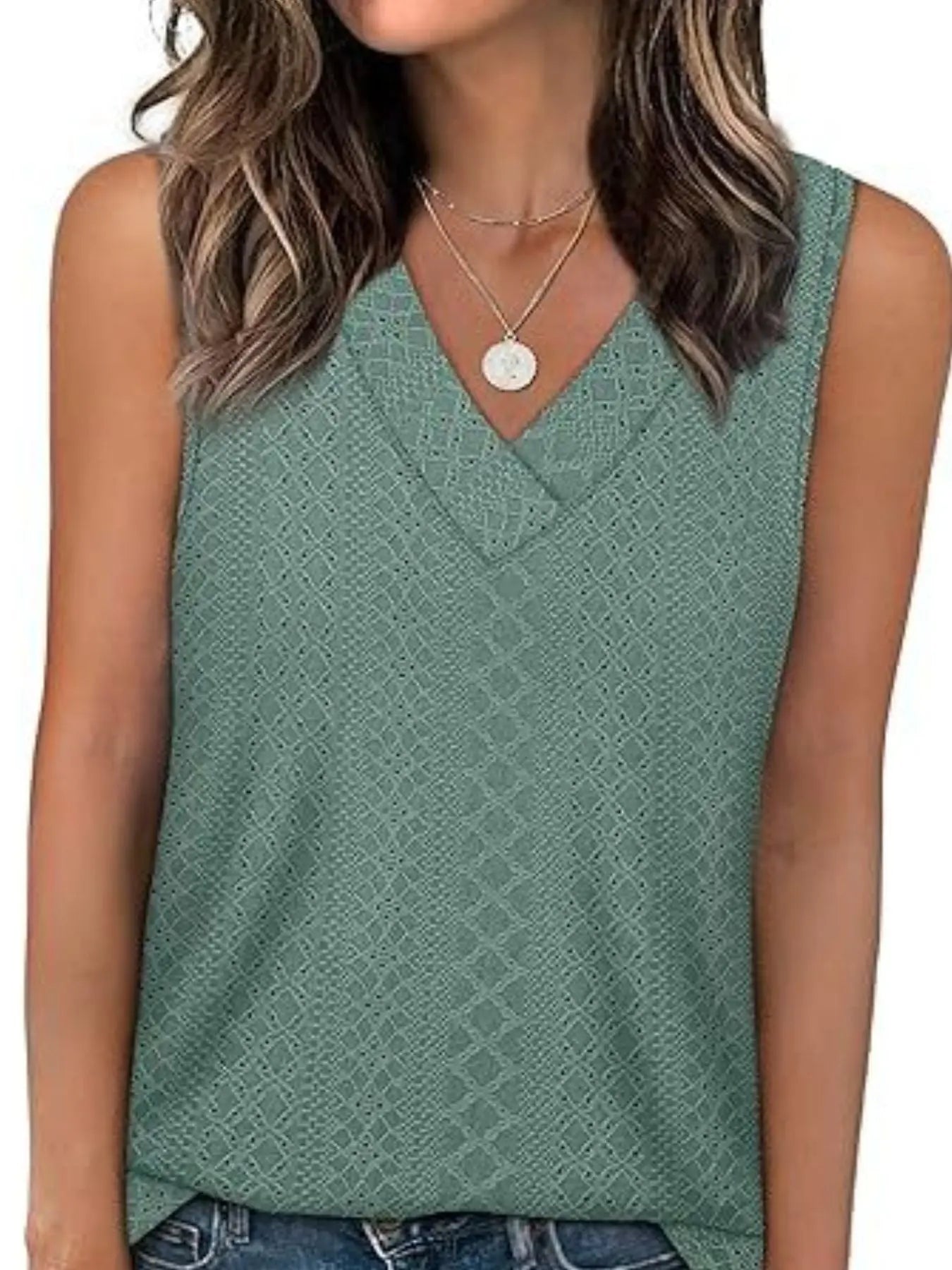 Eyelet V-Neck Tank  Style Ratio