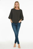 Zenana Double Knit Exposed Seam Curved Hem Top  Style Ratio