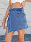 Frayed Hem Asymmetrical Denim Skort  Style Ratio