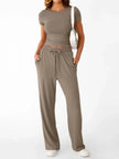 Round Neck Short Sleeve Shirt and Pants Loungewear  Style Ratio