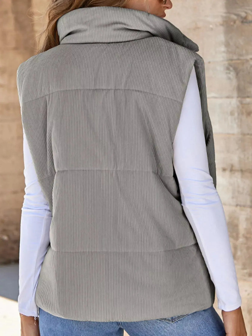 Corduroy Zip Up Vest Coat  Style Ratio