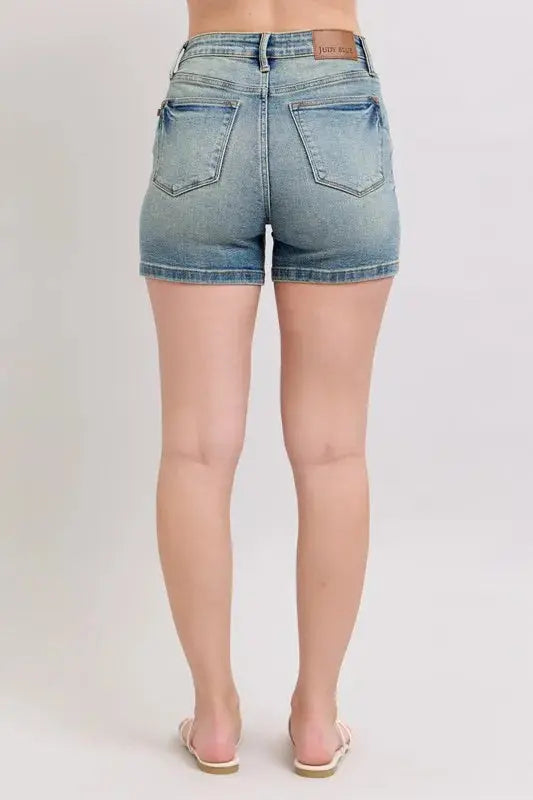Judy Blue V Front Vintage Wash Shorts  Style Ratio