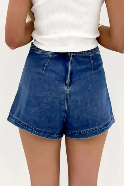 Asymmetrical Denim Skort with Pockets  Style Ratio