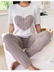 Heart Ribbed Knit Top and Pants Lounge Set  Style Ratio