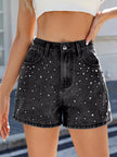 Studded High Waist Denim Shorts  Style Ratio