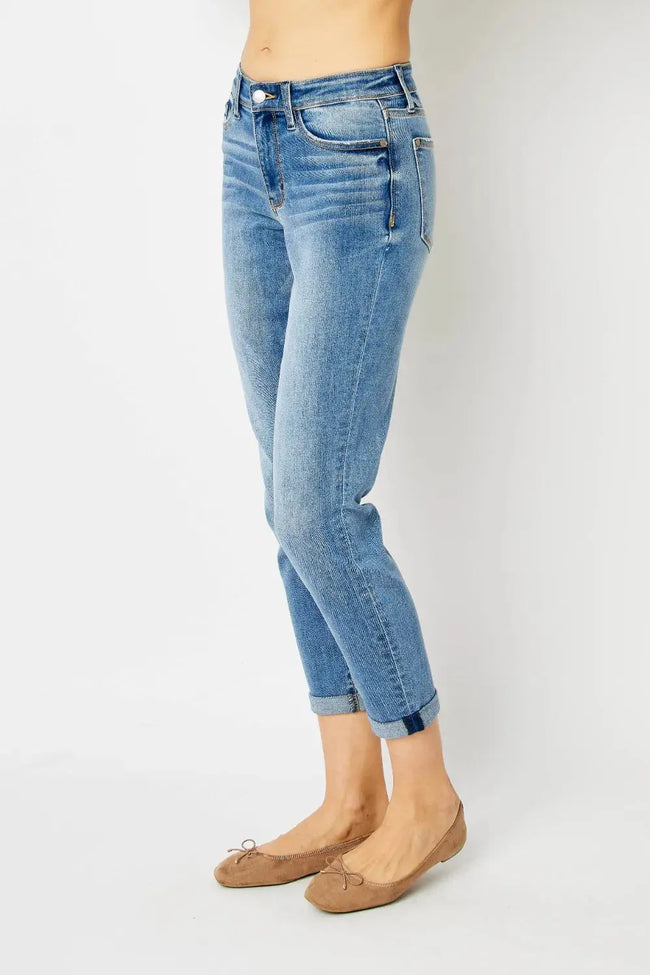Judy Blue Full Size Cuffed Hem Slim Jeans  Style Ratio