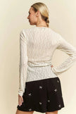 Davi & Dani Long Sleeve Sheer Small Embroidered Bows Lace Blouse  Style Ratio