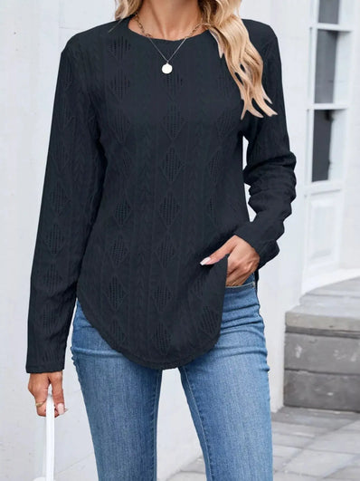 Diamond Pattern Knit Long Sleeve Shirt  Style Ratio