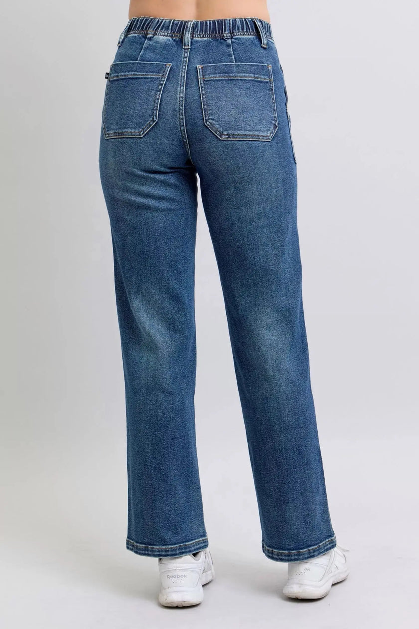 Judy Blue Drawstring Straight Jeans with Pockets  Style Ratio