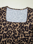 Leopard Print Square Neck Long Sleeve Top  Style Ratio