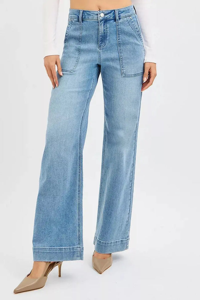 RISEN Full Size High Rise Straight Leg Jeans with Front Pockets  Style Ratio