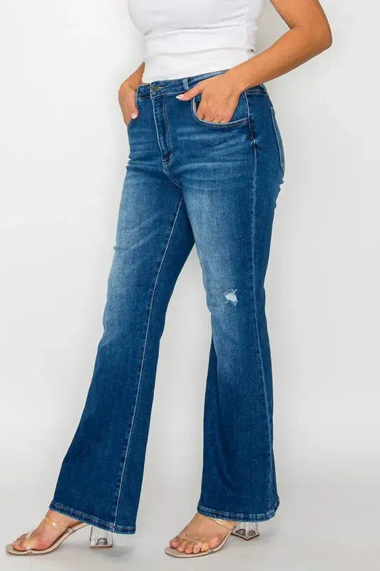 bytos Full Size High Rise Bootcut Jeans with Pockets  Style Ratio