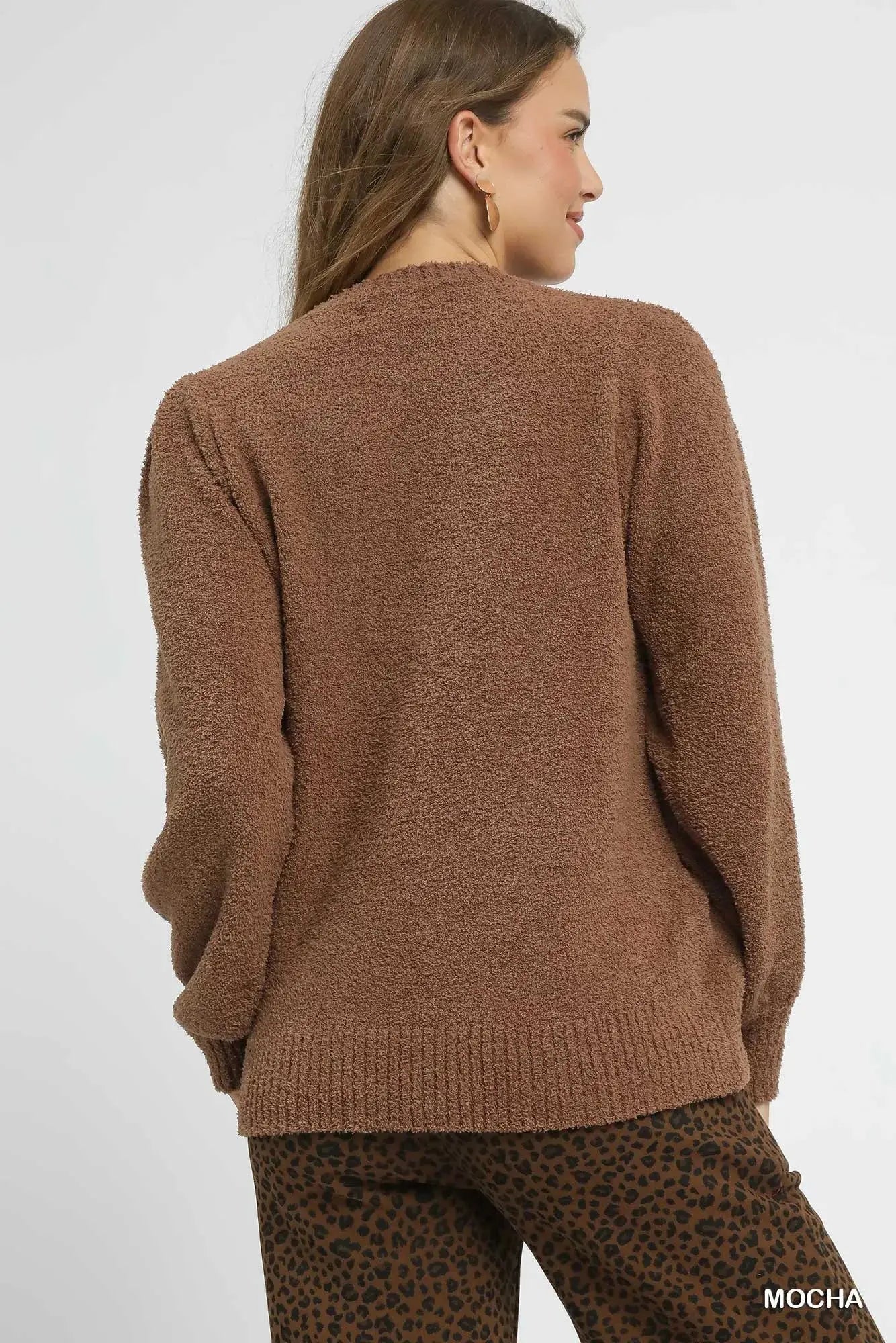 Umgee Textured Long Sleeve Sweater with Ribbed Trim  Style Ratio
