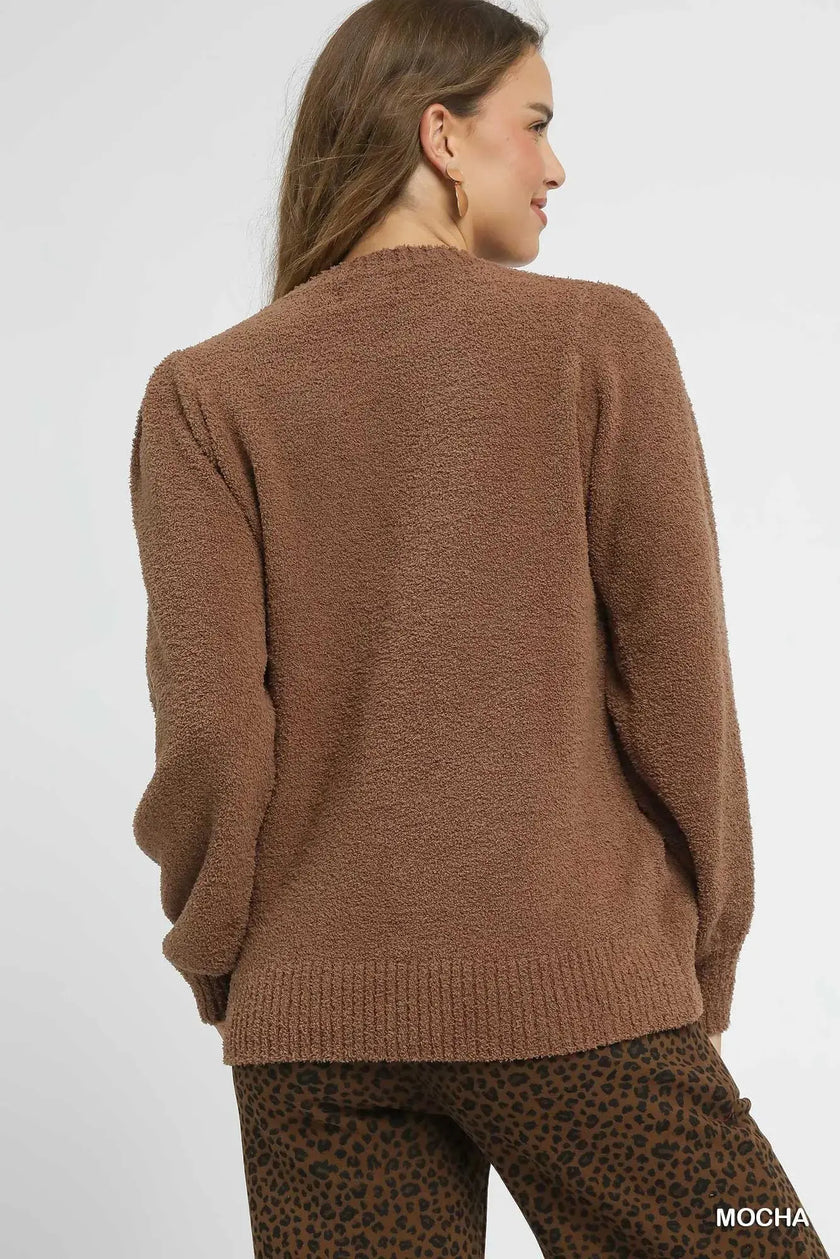 Umgee Textured Long Sleeve Sweater with Ribbed Trim  Style Ratio