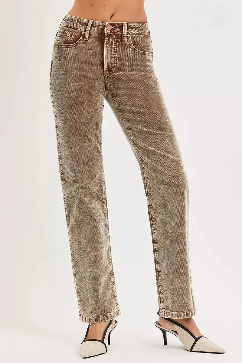 RISEN Tummy Control Mid Rise Straight Leg Corduroy Pants  Style Ratio