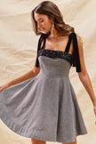SO ME Houndstooth Fit Flare Mini Dress with Shoulder Tie  Style Ratio