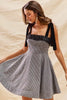 SO ME Houndstooth Fit Flare Mini Dress with Shoulder Tie  Style Ratio